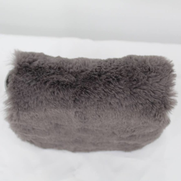 O Bag Italy Eva Compound Handbag Rubber Faux Fur Flap Magnetic Closure Grey Obag - Picture 2 of 10